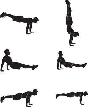 Calisthenics Workout Men Bodyweight Exercise Silhouette Set
