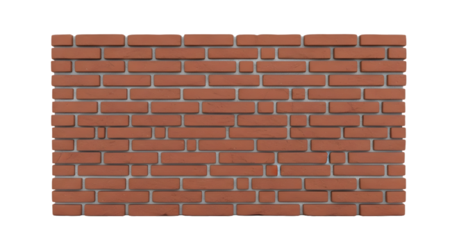 red brick wall isolated on a transparent background