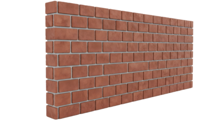 red brick wall isolated on a transparent background