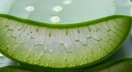 Fresh Sliced Aloe Vera Gel Texture Healthy Skincare Ingredient Macro