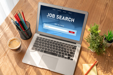 Fototapeta premium Online job search on modish website for worker to search for job opportunities on the recruitment internet network