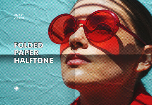 Folded Paper Halftone Photo Effect
