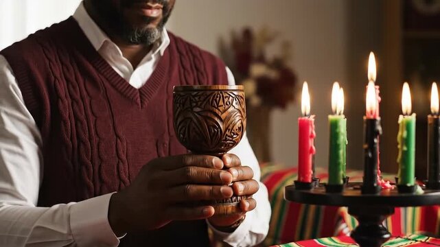 Kwanzaa Celebration: Man Holding Kikombe Cha Umoja