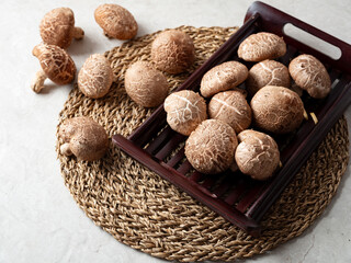 Fresh shiitake mushrooms, food ingredient