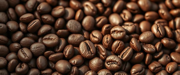 Fototapeta premium Close-up of organic coffee beans, rich brown tones, brew, sustainable