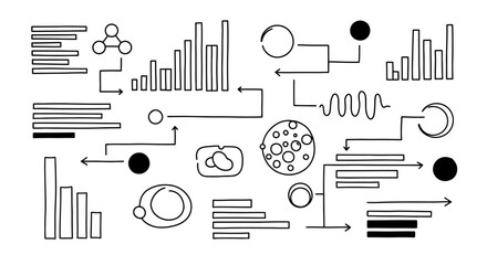 Abstract Data Visualization Elements - Charts, Graphs, and Diagrams.