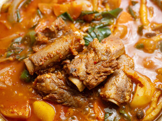 Spicy braised short ribs, Korean food