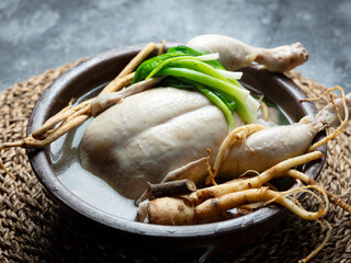 samgyetang, chicken soup with ginseng