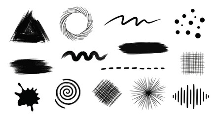 Assorted Hand-Drawn Scribbles and Textures - A Collection of Artistic Elements.