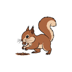 Cute squirrel holding a nut, ready to eat, brown fur.