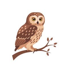 Owl perched on a branch looking directly at you.