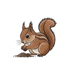 Squirrel holding nut with focus on the main subject.