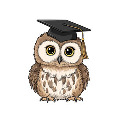 Wise owl wearing graduation cap ready for education.