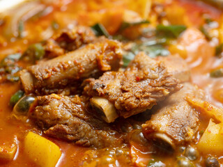 Spicy braised short ribs, Korean food
