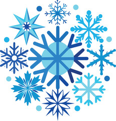 Fototapeta premium Assorted Snowflake Shapes Isolated on White Background
