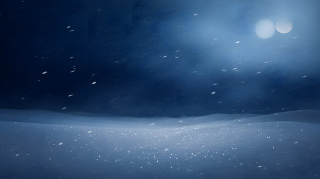 Snowy Night Blizzard Landscape &ndash; Moonlit Winter Background