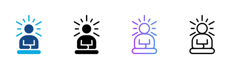 Meditation Icon Multiple Style Vector Illustration
