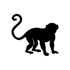 Obraz premium Cute monkey silhouette icon vector illustration on white background