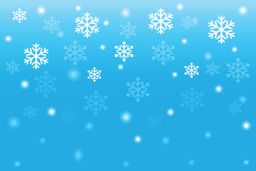 Minimalist Light Blue Christmas Background – Falling White Snowflakes & Bokeh