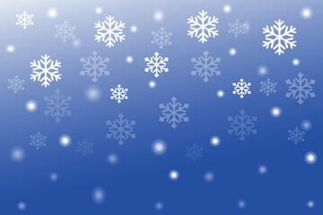 Winter Snowflake Background with Falling Snow on Blue Gradient