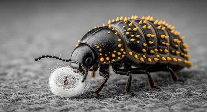 Micro robot insect crawling with white fiber