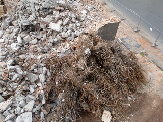 Demolition ruin rubble pile heap building