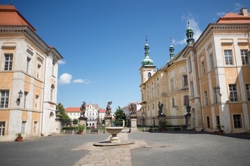 Duchcov town chateau city center street, Czechia