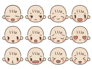手描きの赤ちゃん表情セット１