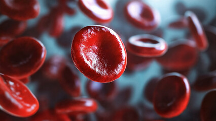 Floating endorphins as happiness hormones in a captivating scene of vibrant red spheres against a soft background, Brain Chemistry Concept , Molecular Diagram on Clean Surface 