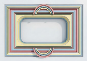 Multilayered pastel frame with a curved element atop a seamless backdrop