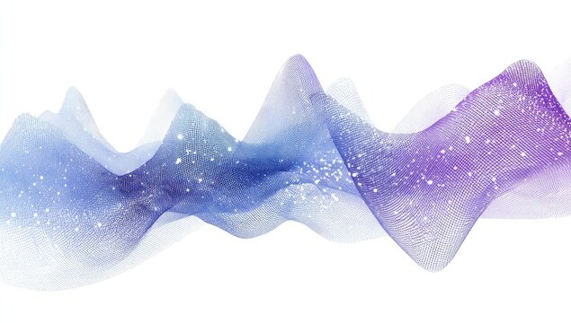 A flowing abstract design in shades of blue and purple with white highlights on a white background - Powered by Adobe