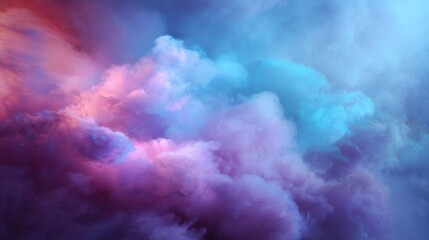 Vibrant Colorful Abstract Smoke and Cloud Formation in Shades of Purple and Blue with Light Splashes for Background or Design Use