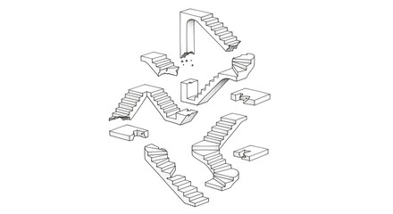 Intriguing architectural stairway concept, a modern design element illustrating ascent and progression, perfect for creative projects and visualizing structural ideas