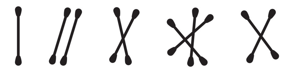 Cotton Swabs Icon Collection – Ear Care and Beauty Tool Symbols