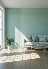 Serene living room with natural light and minimalist decorative elements