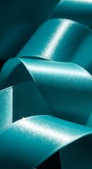 Teal ribbons cascading abstractly creating a sense of flowing water