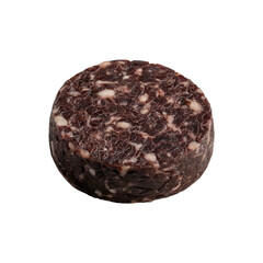 Fototapeta premium Slice of Black Pudding on White Background.
