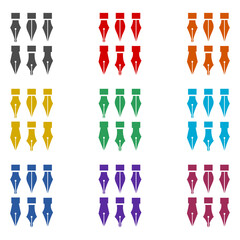 Set Fountain Pen icon isolated on white background. Set icons colorful