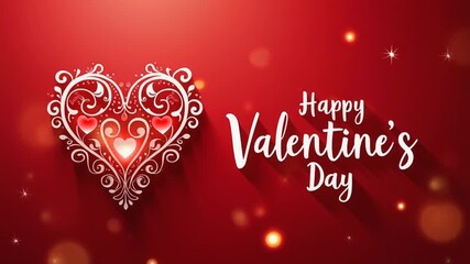 Elegant heart design with happy valentine's day text on red background