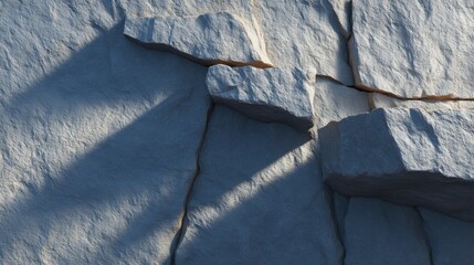 Close-Up View of Textured Rocky Surface with Shadows Highlighting Natural Cracks and Crevices in the Stone, Ideal for Backgrounds and Nature Themes