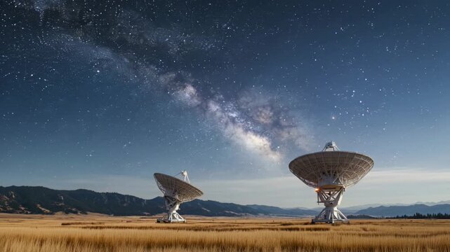 Transition From Daytime Satellite Dishes to Nighttime Starry Skies