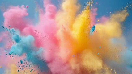 Explosion of vibrant colors against a clear sky celebrating a special event