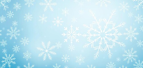 Intricate white snowflake pattern on a soft blue background,  glitter,  white background