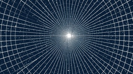 Abstract Representation of Gravitational Wave Space-Time Grid with Distant Stars in a Deep Space Background for Scientific Concepts and Visuals
