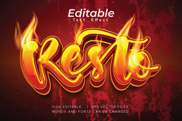 editable chicken text effect with fire decoration