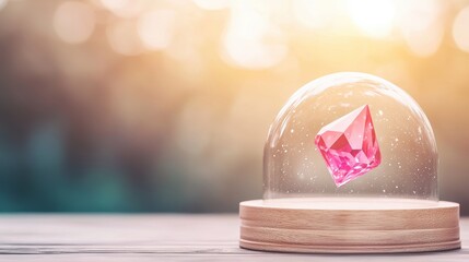 Floating gemstone spinning inside a magical dome during a high stakes fantasy auction