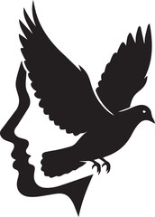 Obraz premium Silhouette of a human profile with a dove flying out of the head