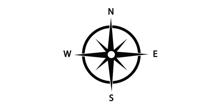 Compass, compass rose, vector magnetic compass trendy style illustration for web and app..eps