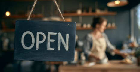 Open sign inviting customers with welcoming atmosphere