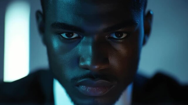 A split portrait of a man's face, one side with expression showing determination and focus, likely an athlete, suggesting a high stakes moment.